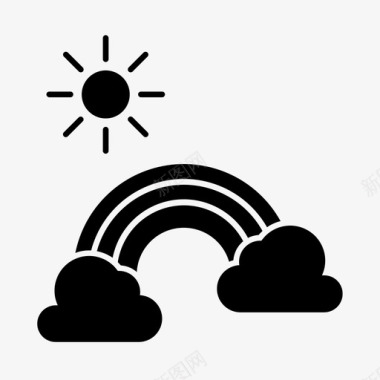 彩虹和太阳气候温度图标