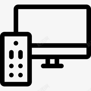 电视和遥控器显示器电视图标