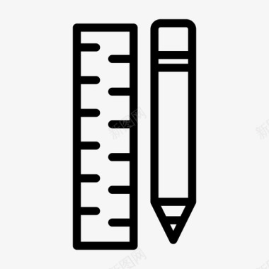 铅笔和尺子量具文具图标