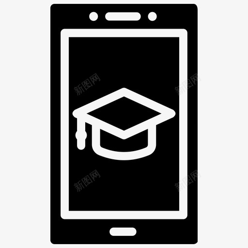 在线教育毕业帽智能手机svg_新图网 https://ixintu.com 在线教育 毕业 智能 手机 在线学习 填充