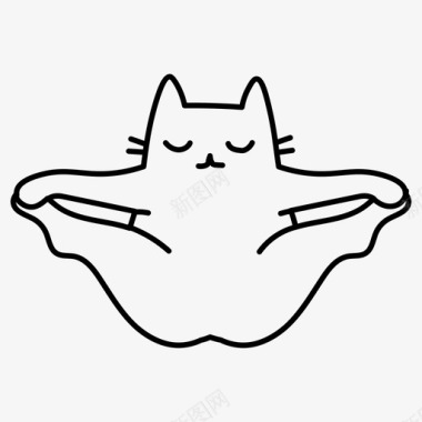 猫瑜伽体式冥想纳马斯特图标