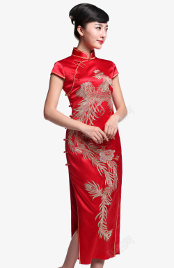 篇中国红美女旗袍浪漫人生素材