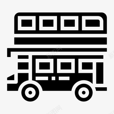 双层巴士旅游交通图标