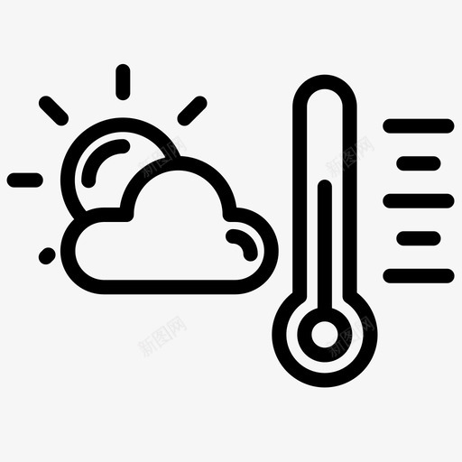温度计多云太阳svg_新图网 https://ixintu.com 温度计 多云 太阳 温度 天气 秋天