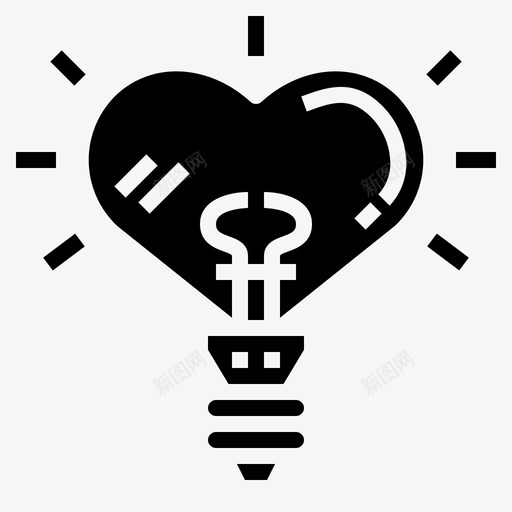 心灯泡灯svg_新图网 https://ixintu.com 灯泡 灯爱 情人节