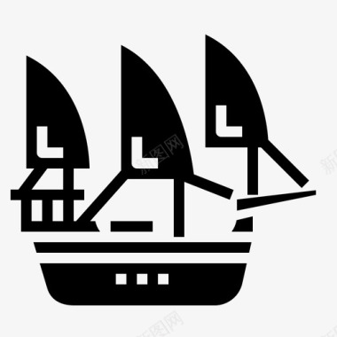 纵帆船帆船轮船图标