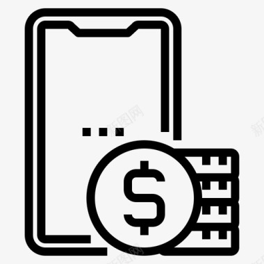 网上支付金钱智能手机图标