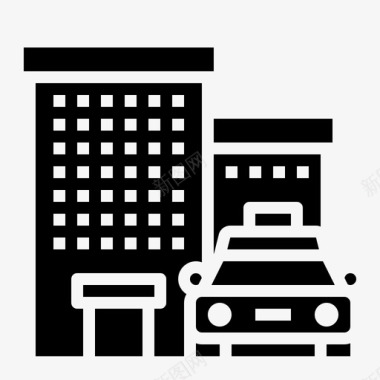 城市建筑出租车图标