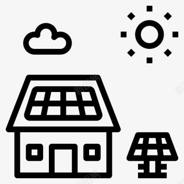 太阳能住宅电力图标
