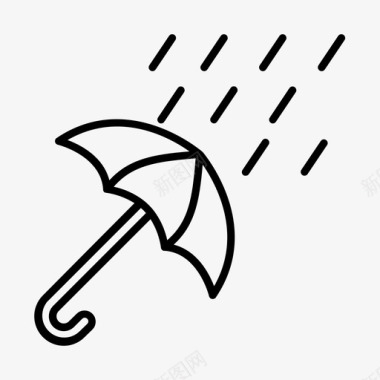 雨伞和雨季节天气图标