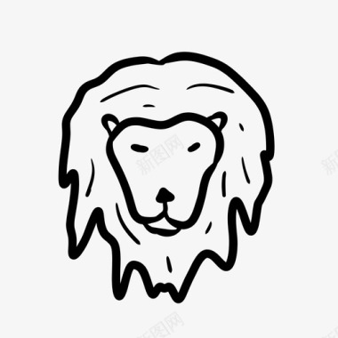 画狮子动物野生动物图标