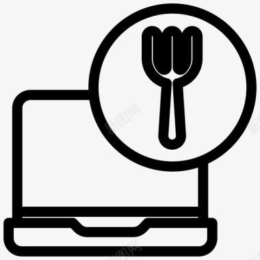笔记本电脑烹饪食物图标