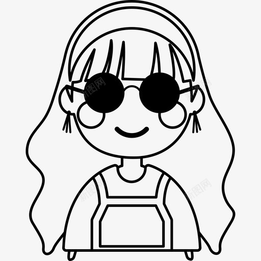 戴着墨镜的女孩酷开心svg_新图网 https://ixintu.com 女孩 戴着 墨镜 开心 微笑 长长的 波浪 发表 表情