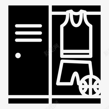 篮球运动员储物柜球衣房间图标