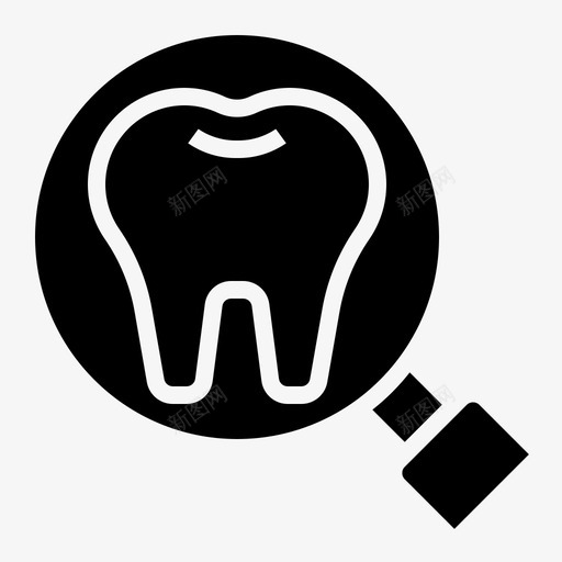 检查牙科牙医svg_新图网 https://ixintu.com 牙科 检查 牙医 放大镜 牙齿 固体