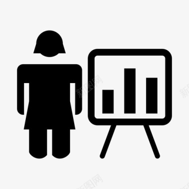 商务演讲女商人会议图标