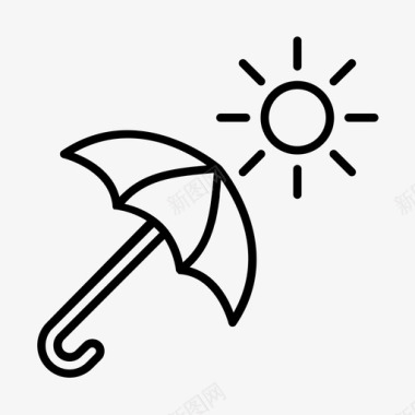 伞和太阳季节天气图标