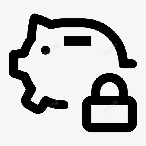 锁银行小猪svg_新图网 https://ixintu.com 小猪 银行 储蓄 线路