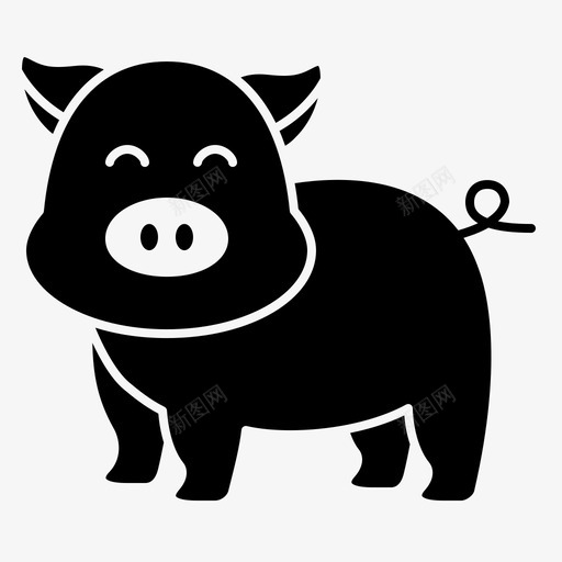 猪动物家养svg_新图网 https://ixintu.com 动物 家养 农场 牲畜 农业 雕文