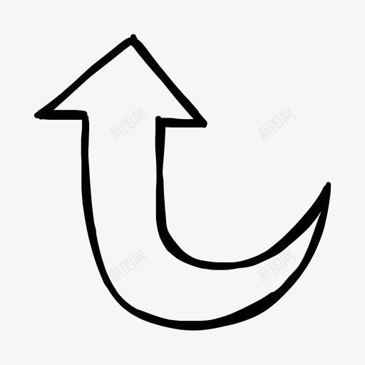 拉起箭头左标志svg_新图网 https://ixintu.com 箭头 拉起 标志 转弯 手绘