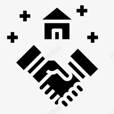 交易建筑握手图标
