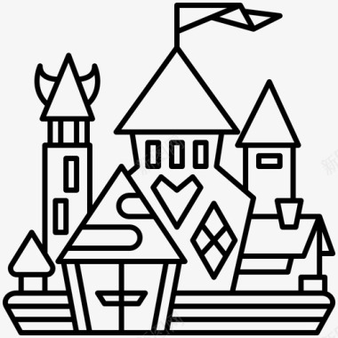 城堡建筑童话图标