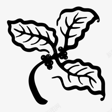 天然叶咖啡绿色图标