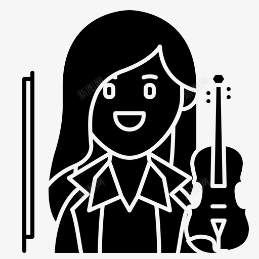音乐家表演者专业人士svg_新图网 https://ixintu.com 女性 音乐家 表演者 专业 人士 小提琴手 职业 字形