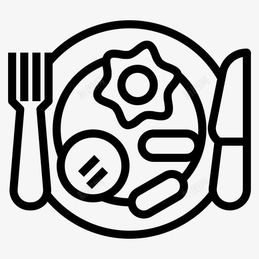早餐菜肴食物svg_新图网 https://ixintu.com 酒店 早餐 菜肴 食物 盘子 餐厅 轮廓