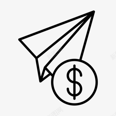 纸飞机和美元商业金融图标