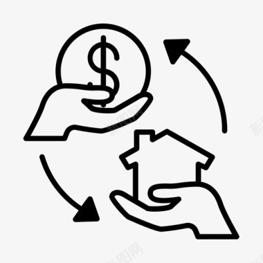 钱和房子的变化商业金融图标
