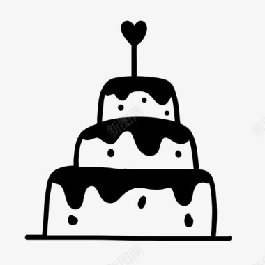 婚礼蛋糕涂鸦爱情图标
