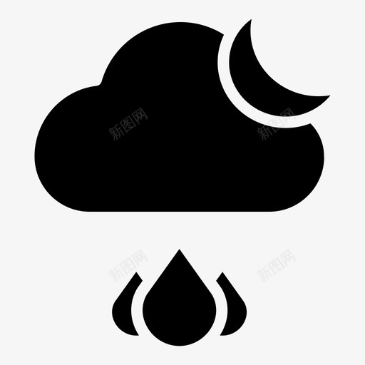 云天气预报月亮svg_新图网 https://ixintu.com 天气预报 月亮 夜晚 雨天 天气