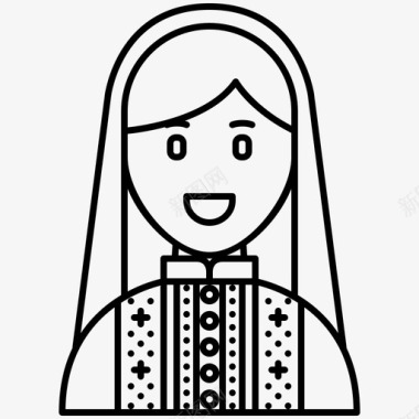 女性角色阿富汗头巾图标