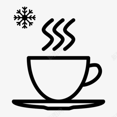 冬天喝热咖啡杯子天气图标