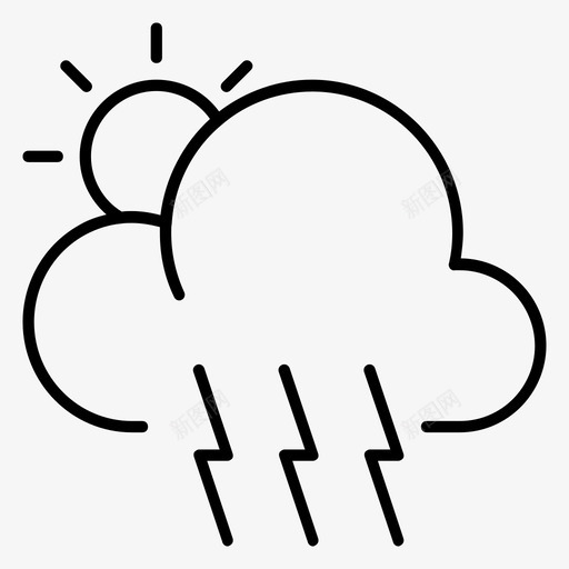 雷雨云天气预报svg_新图网 https://ixintu.com 雷雨云 天气预报 闪电 太阳 天气