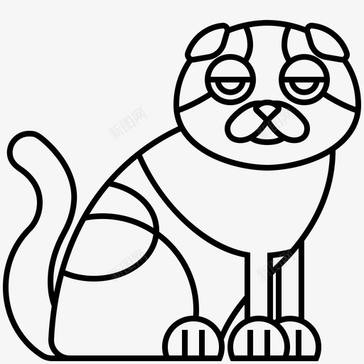 猫可爱折叠svg_新图网 https://ixintu.com 可爱 折叠 系谱 苏格兰 品种 系列