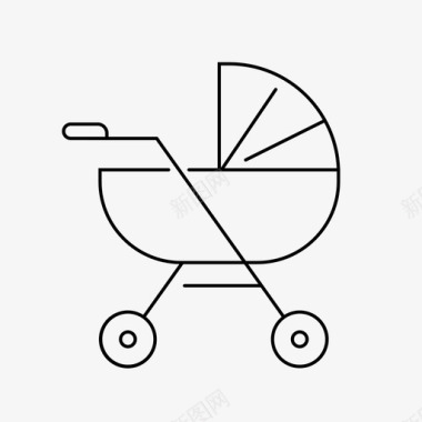 婴儿车幼儿园手推车图标