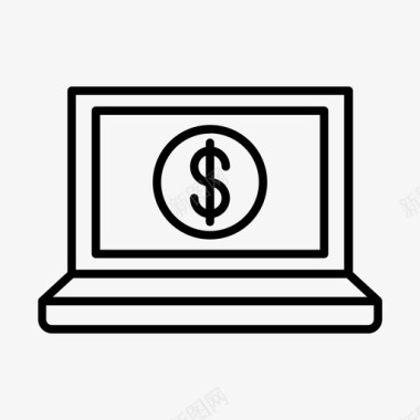 金钱和笔记本电脑商业金融图标