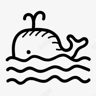 鲸鱼涂鸦手绘图标