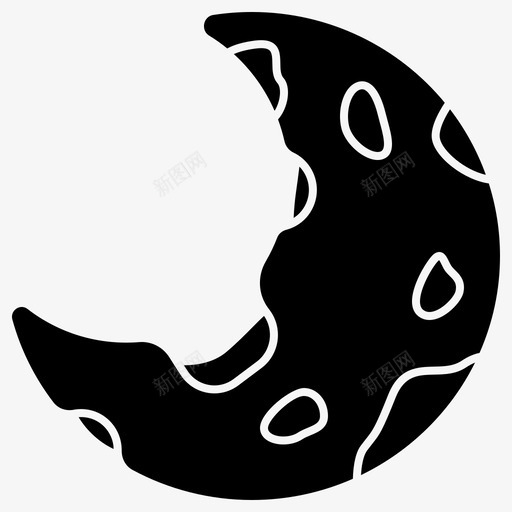 月亮陨石坑新月svg_新图网 https://ixintu.com 月亮 陨石 石坑 新月 夜晚 天文 符号