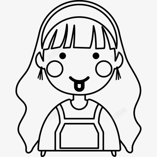 顽皮的女孩微笑突出svg_新图网 https://ixintu.com 女孩 顽皮 皮的 微笑 突出 舌头 长波 波浪 头发 表情
