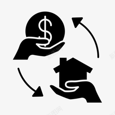 钱和房子的变化商业金融图标