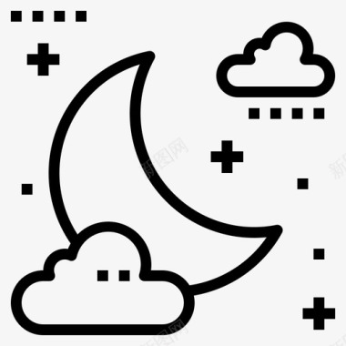 多云的夜晚大气气象学图标