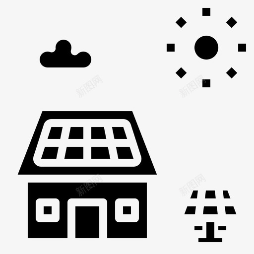 太阳能住宅电力svg_新图网 https://ixintu.com 太阳能 能源 住宅 电力 可再 再生 持续 家庭 固体