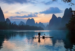 船夫山水船夫背景高清图片