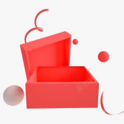 C4D高清PNG红色礼品盒素材