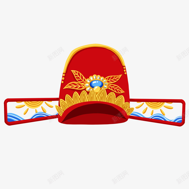 古代状元帽子png免抠素材_新图网 https://ixintu.com 状元 帽子 红色 花纹