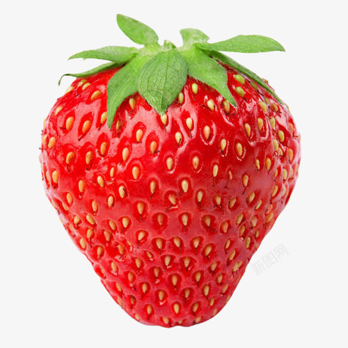 一颗红草莓水果png免抠素材_新图网 https://ixintu.com 水果 草莓 汁水 绿色