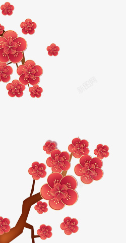 中国风年货节标签设计国潮元素年货节春节传统中国风梅花高清图片